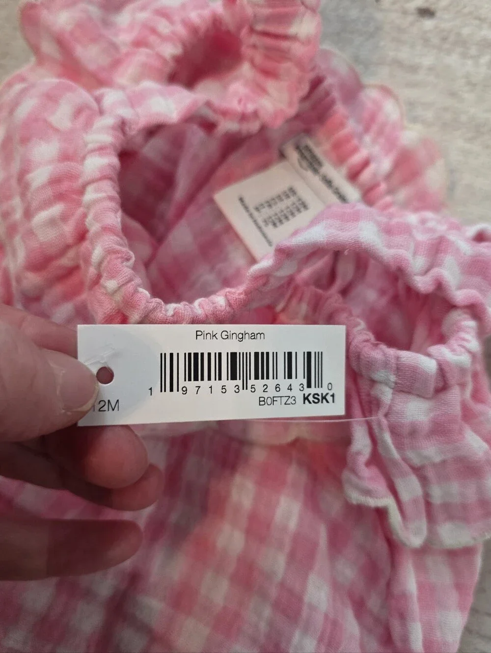 Amazon Essentials x Sofia Grainge New Pink Gigham Romper Baby Girl 12m
